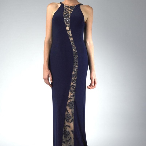 Evening Gown with Illusion Panel - Picture 1 of 3